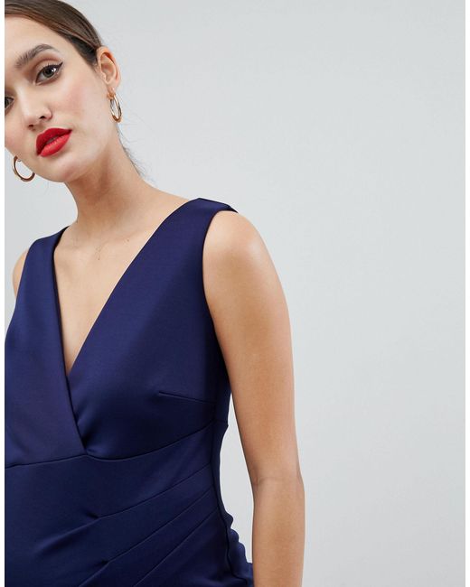 navy plisse wrap front mini dress