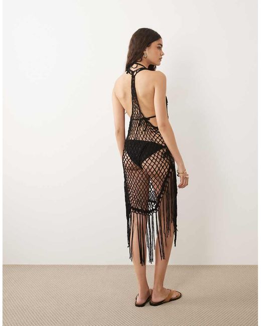 ASOS Natural Macrame Beach Mini Sundress