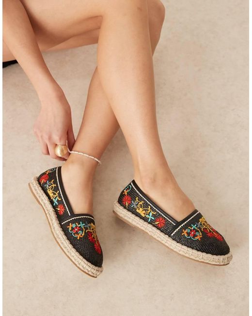 ASOS Natural Jos Embroidered Closed Toe Espadrilles