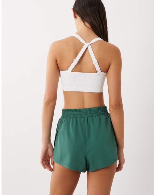 4505 Green Icon Woven Run Short With Zip Pockets