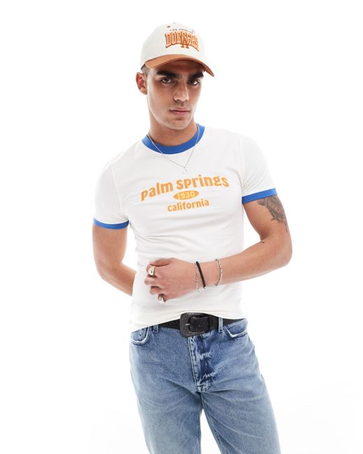 ASOS White Muscle-fit Ringer T-shirt for men