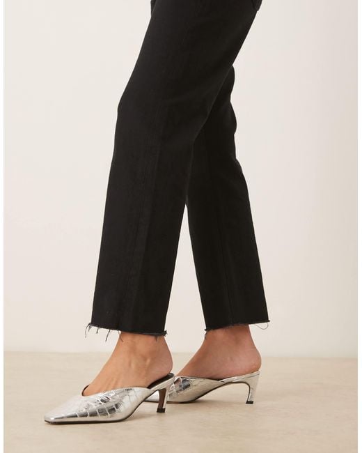 ASOS Natural Storm Chisel Toe Mid Heel Mules