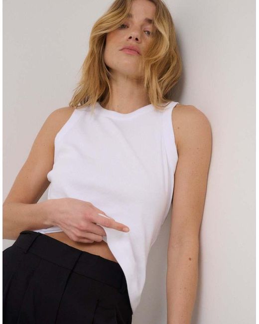Nobody's Child White Ribbed Racer Vest