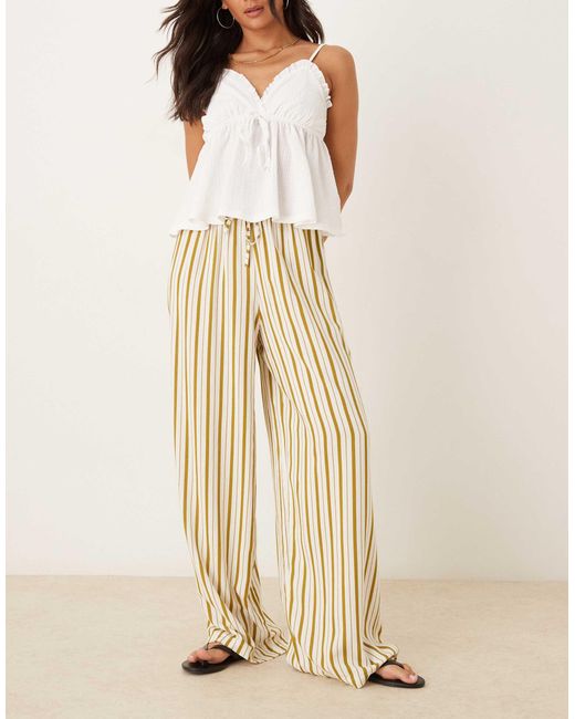 ASOS Natural Linen Blend Pull On Trouser