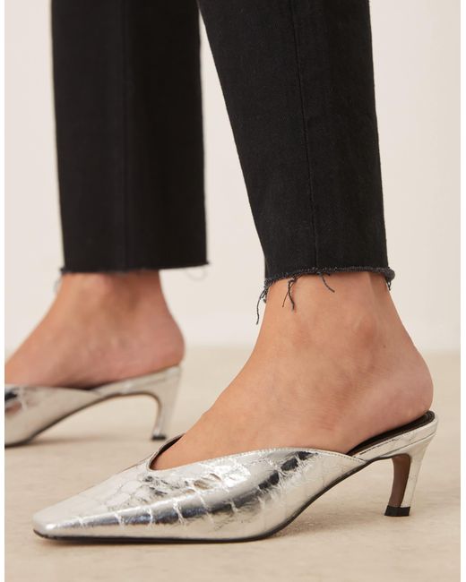 ASOS Natural Storm Chisel Toe Mid Heel Mules