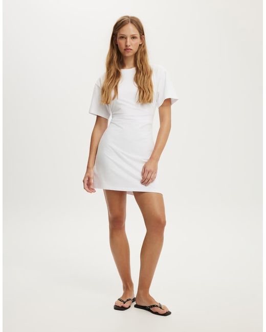 Cotton On White Boxy Tuck T-Shirt Mini Dress