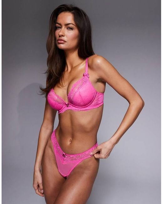 Boux Avenue Red Yolanda Floral Boost Plunge Bra