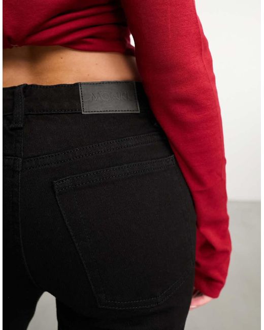 Monki Blue Wakumi Low Waisted Boot Cut Jeans