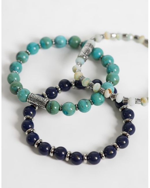 ASOS Gray 3 Pack Of Beaded Bracelets for men