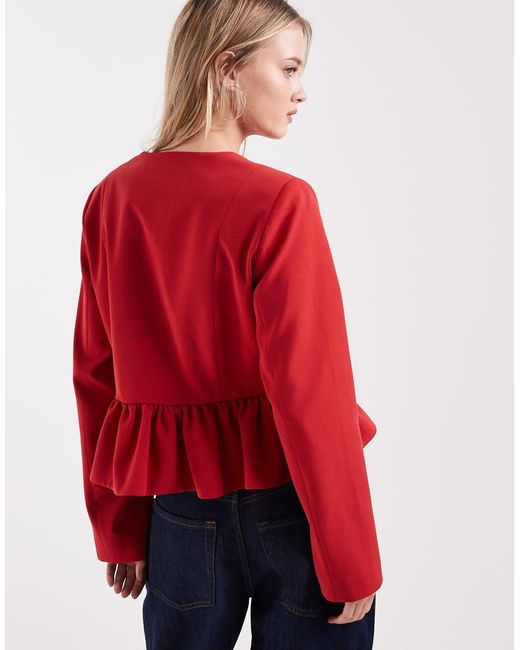 ASOS Red Button Down Peplum Blazer
