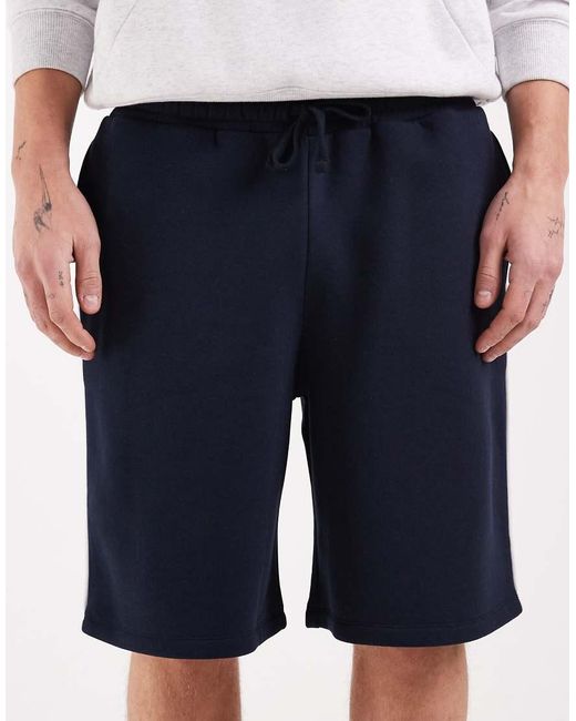 ASOS White Oversized Long Length Jersey Short With Piping for men