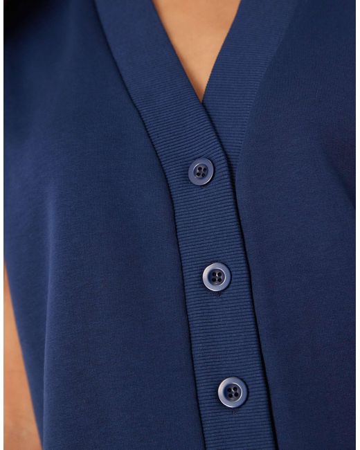 ASOS Blue Sweat Sleeveless Button Through Vest Top
