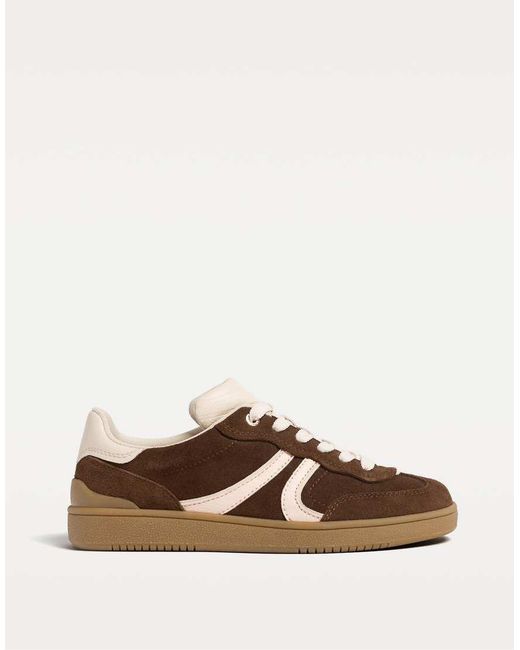 Stradivarius Brown Leather Trainers