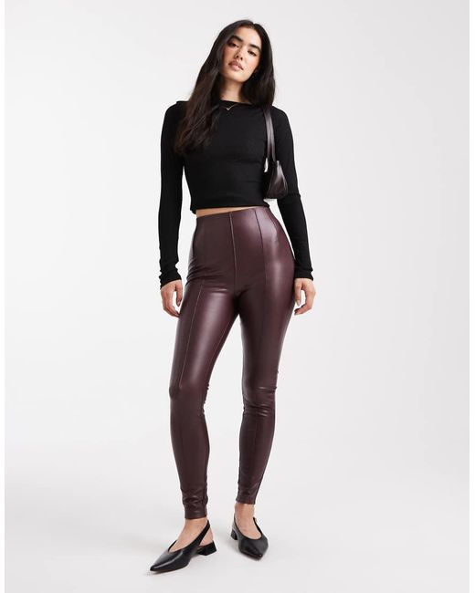 New Look Red Pu Leggings