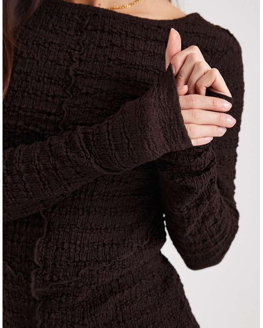 ASOS Black Mix & Match Textured Long Sleeve Top With Seam Detail And Scoop Back