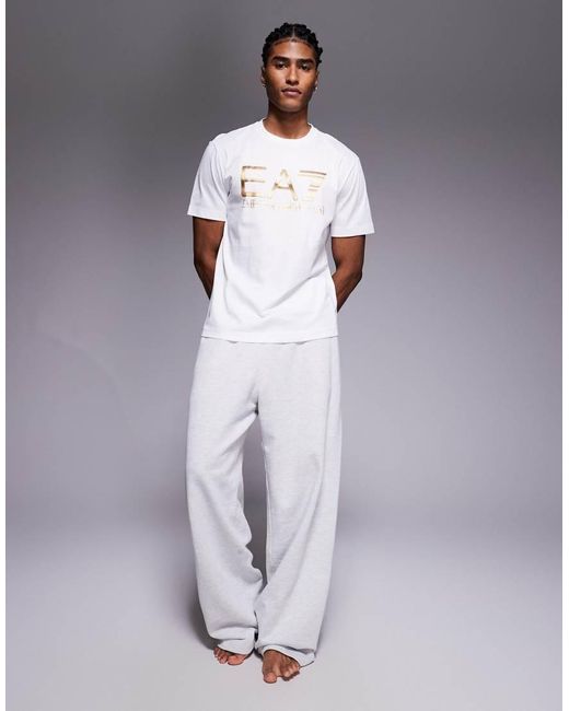 EA7 White Armani Logo T-shirt for men