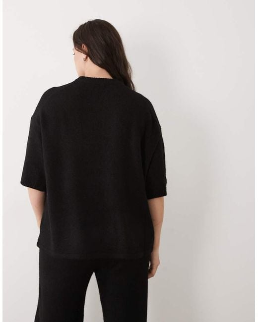 ASOS Black Asos Design Curve Crew Neck T Shirt With Wool Co Ord