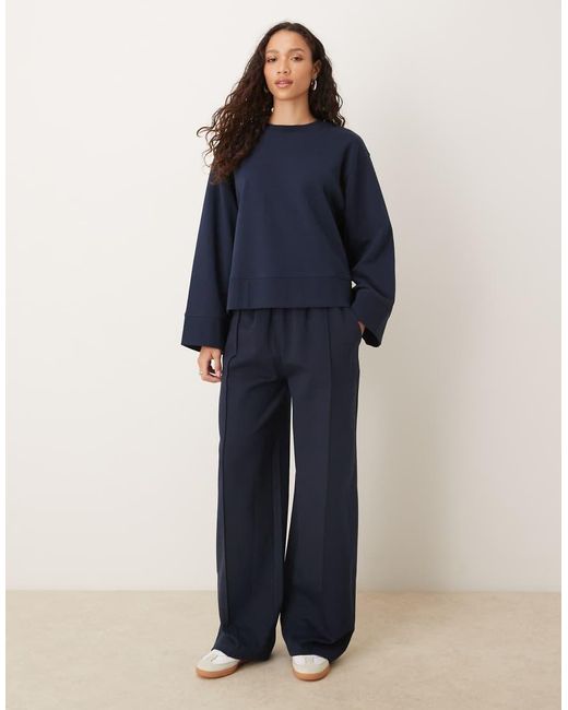 ASOS Blue Interlock Oversized Crew Neck Top