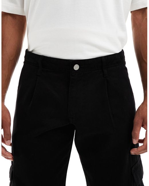 ASOS – schmal zulaufende relaxed fit cargohose in Black für Herren