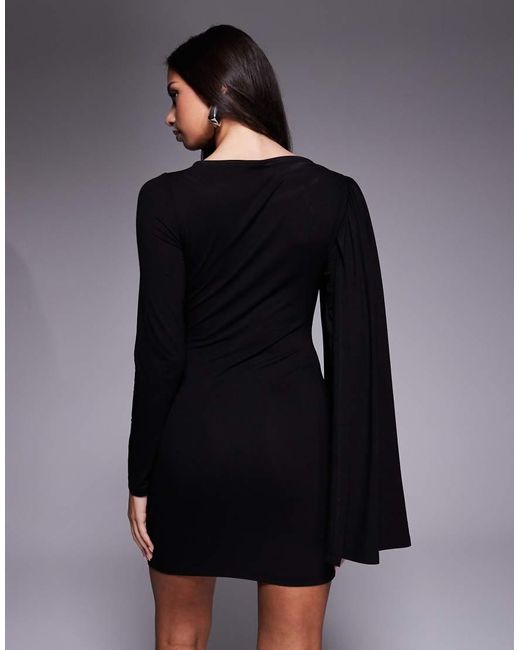 Vestido Corto Drapeado Con Detalle De Fular De ASOS de color Blue