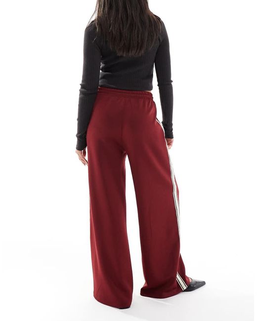 ONLY Red Side Stripe Wide Leg Trouser