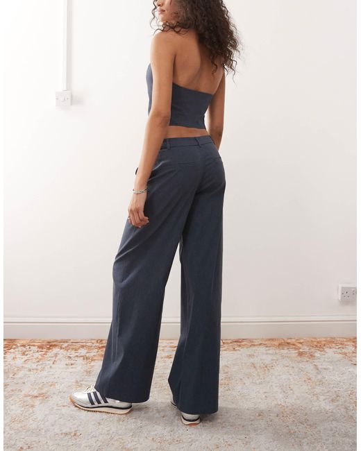 Pantalon habillé en bengaline à taille basse - bleu denim Collusion en coloris Blue