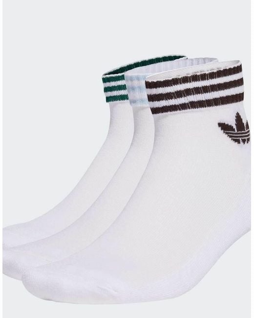 Adidas Originals White 3-Stripes Ankle Socks 3 Pairs