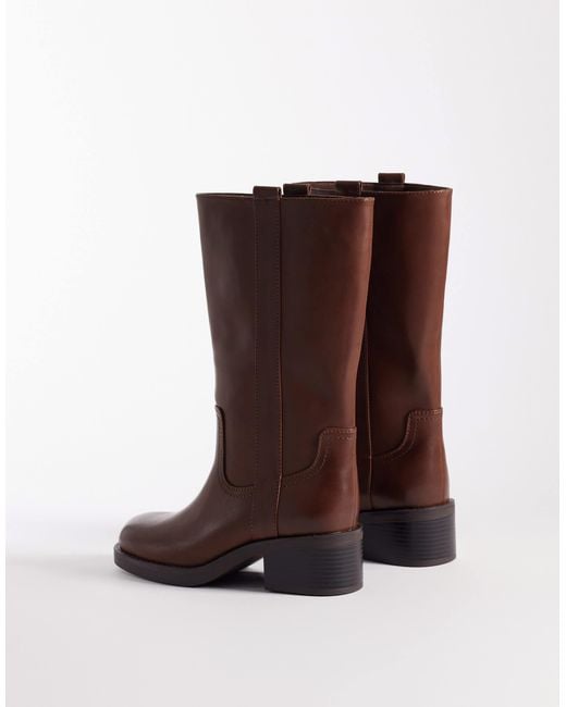 ASOS Brown Cherry Pull On Trucker Boots