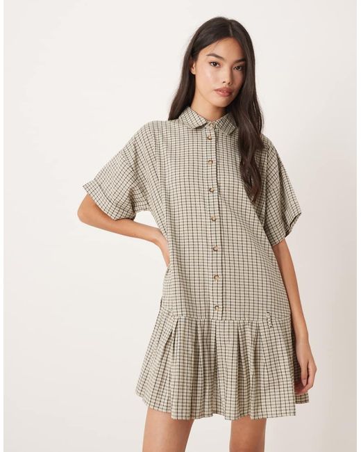 ASOS Natural Boxy Shirt Mini Dress With Dropped Waist