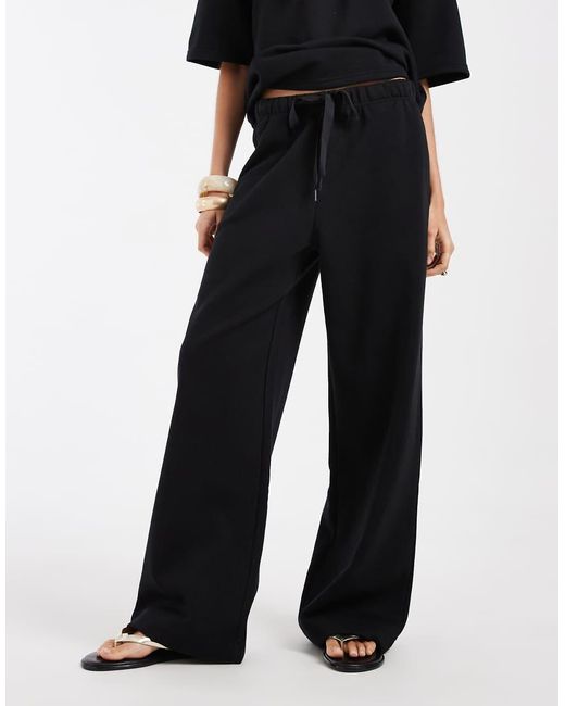 Vero Moda Black Tie Waist Wide Leg joggers Co-ord