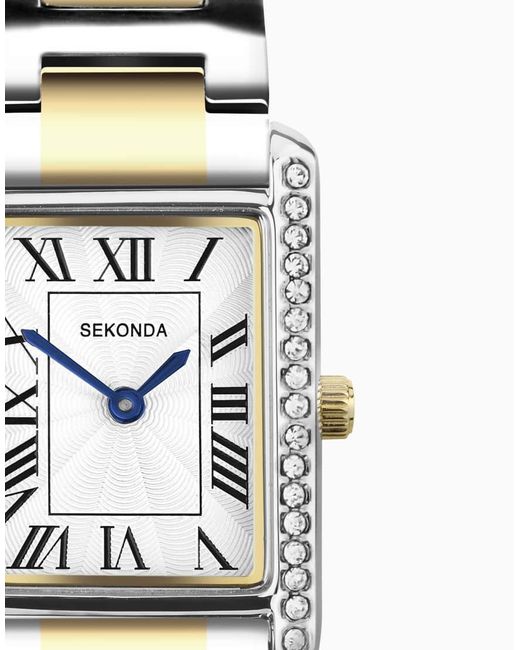 Sekonda Metallic Colette 22Mm Rectangular Two Tone Analogue Watch