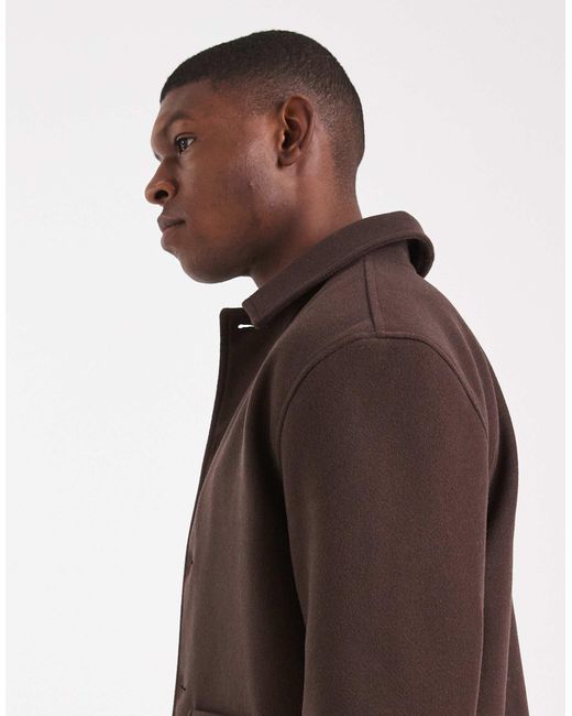 ASOS Brown Wool Look Harrington Jacket for men