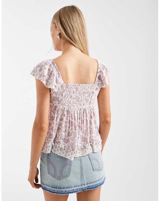 Hollister White Handkerchief Boho Babydoll Top