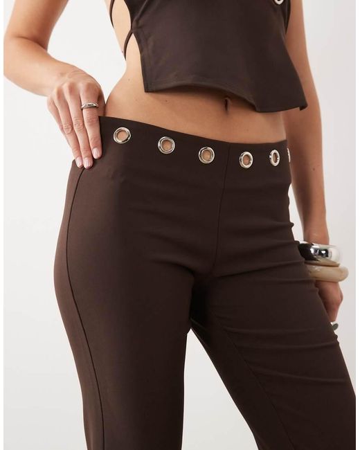 Tiger Mist Natural Marren Eyelet Detail Flare Pants