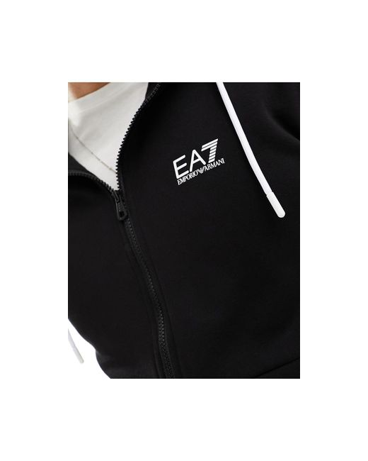 EA7 Black Armani Front & Back Logo Sweat Full Zip Hoodie And jogger Tracksuit for men