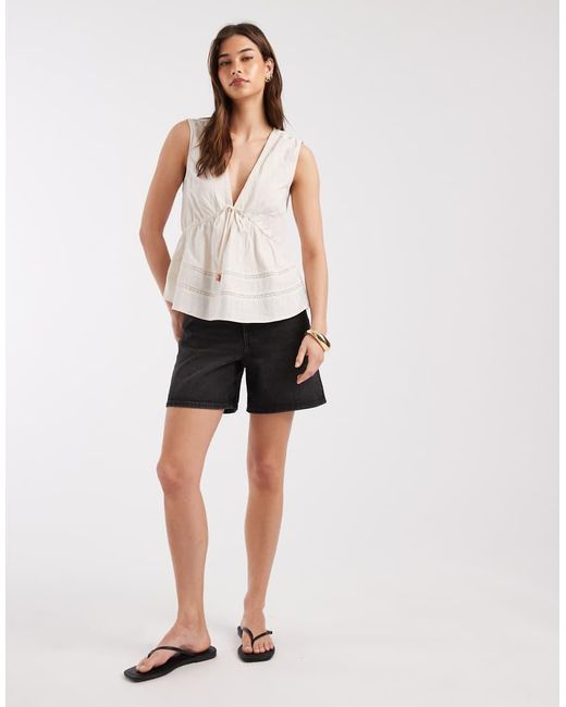 ONLY White Tie Detail Top