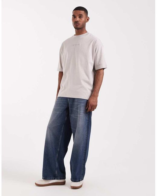 ASOS Natural Oversized T-shirt With Floral Back Print for men