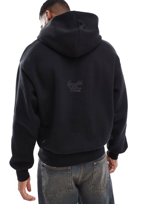 Bershka – kastiger kapuzenpullover in Blue für Herren