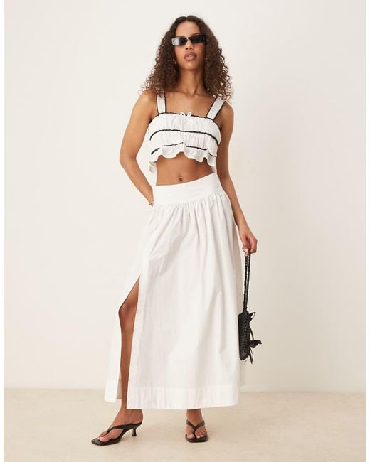 Gina Tricot Natural Poplin Balloon Split Maxi Skirt