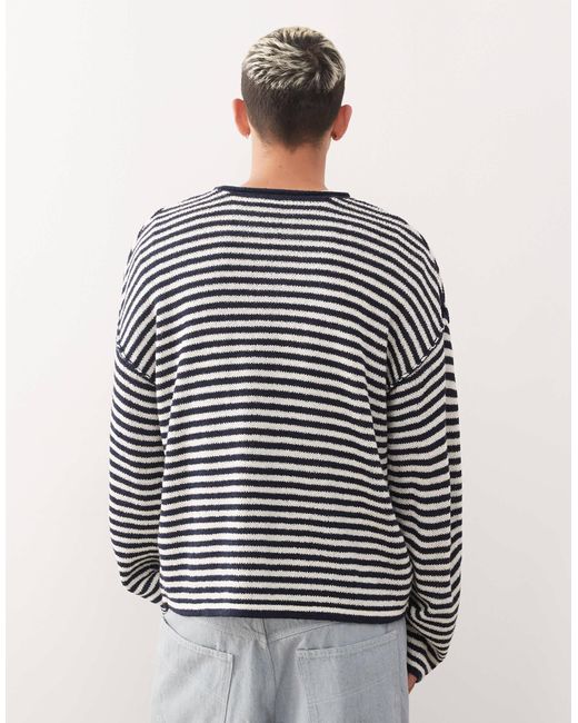Collusion Blue Slouchy Oversized Fine Knitted Jumper for men