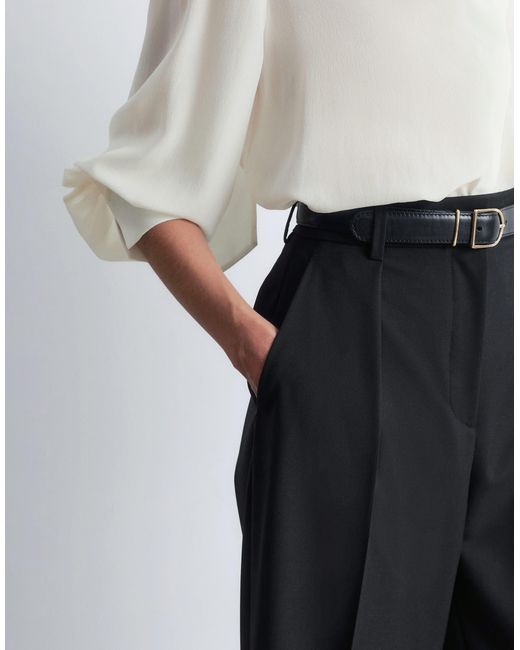 & Other Stories White Tailored Cropped Trousers With Front Tuck Pleat