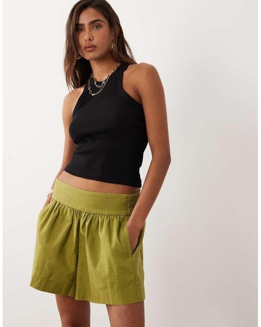 ASOS Natural Linen Look Pull On Shorts