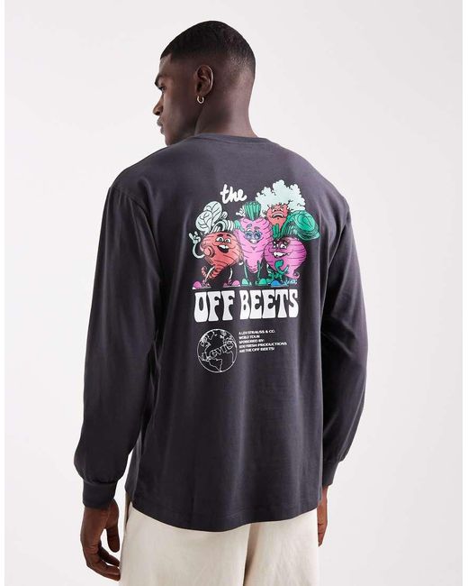 Levi's Black Off Beets Back Print Authentic Fit Long Sleeve T-Shirt for men