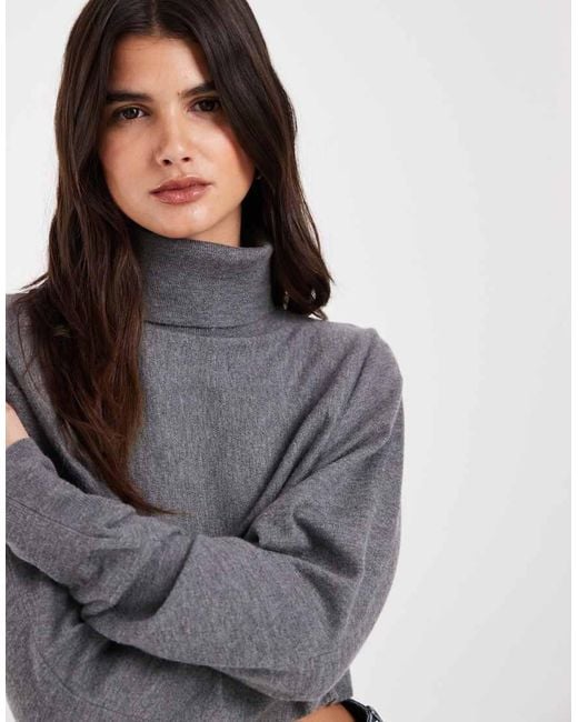 ASOS Gray Funnel Neck Batwing Super Crop Jumper Co-Ord