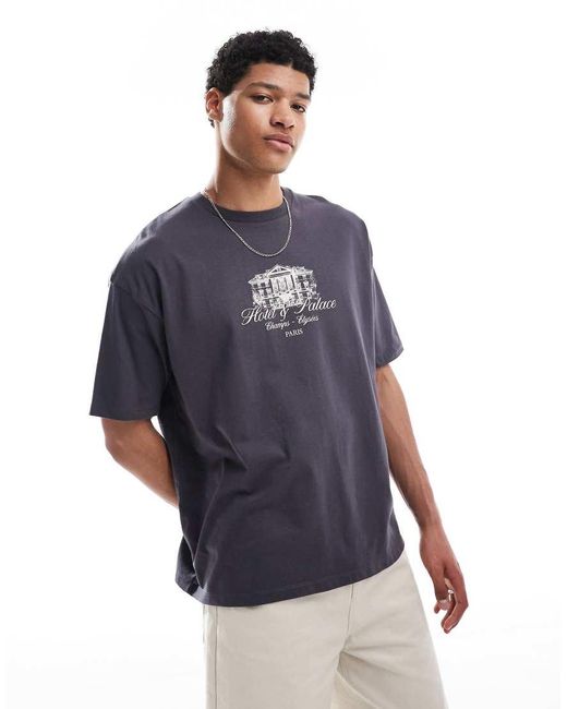 ASOS Oversized T-Shirt Met Grafische Stadsprint in het Blue voor heren