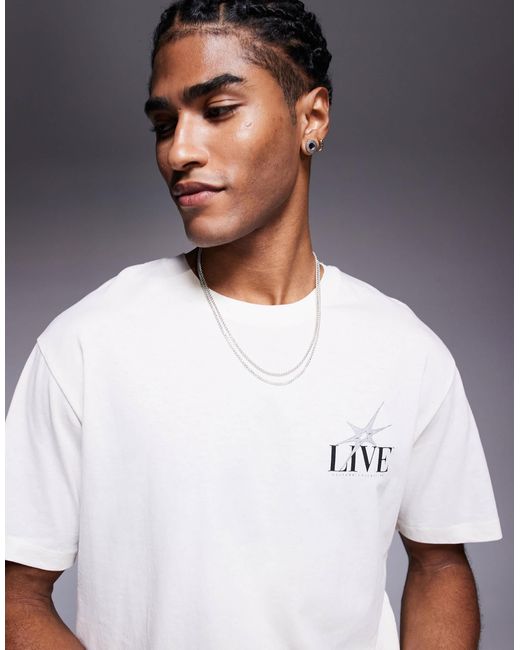 T-shirt oversize à imprimé au dos - crème ADPT pour homme en coloris Black