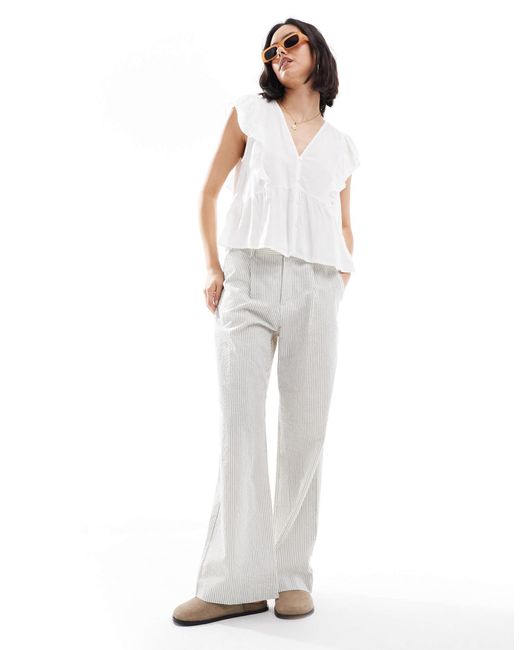 ONLY White Frill Detail Button Through Top