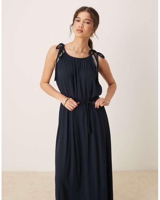 Jdy Blue Tie Detail Strappy Maxi Dress