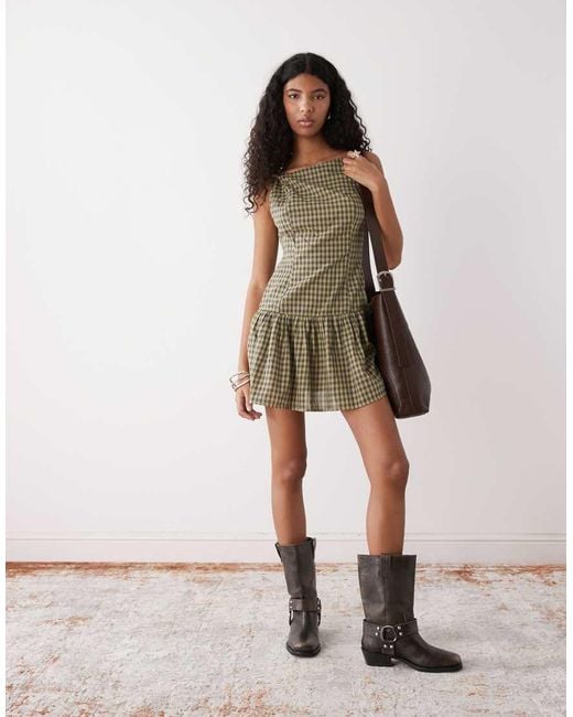 Collusion Natural High Neck Smock Mini Dress