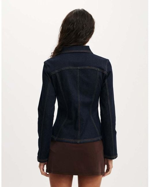 Cotton On Blue Fitted Denim Jacket